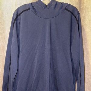 Jason Wu | French Terry Hoodie with Lace Trim Marine Blue | Size L
